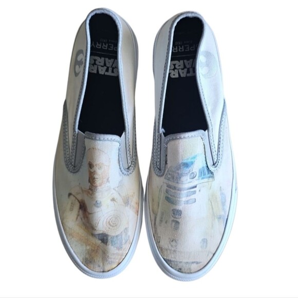 Sperry Star Wars C-3PO & R2-D2 Slip-On Shoes Men's Sz 8.5 Retro Canvas Nerdcore - Picture 1 of 16